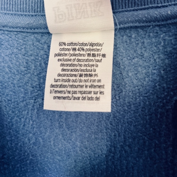 VS PINK Varsity Notch Neck Crew Pullover Sweatshirt Blue Colorblock Size M - Picture 12 of 16